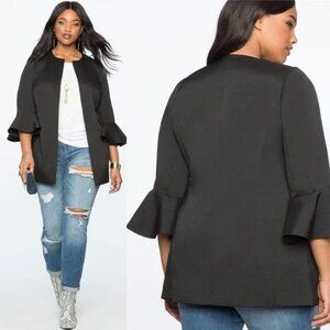 Eloquii Black Ruffle Sleeve Jacket